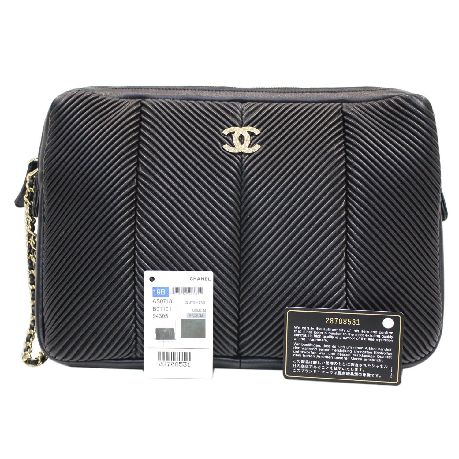 CHANEL Large CC Zip Chain Lambskin Leather Wristlet Clutch Black - 20% OFF