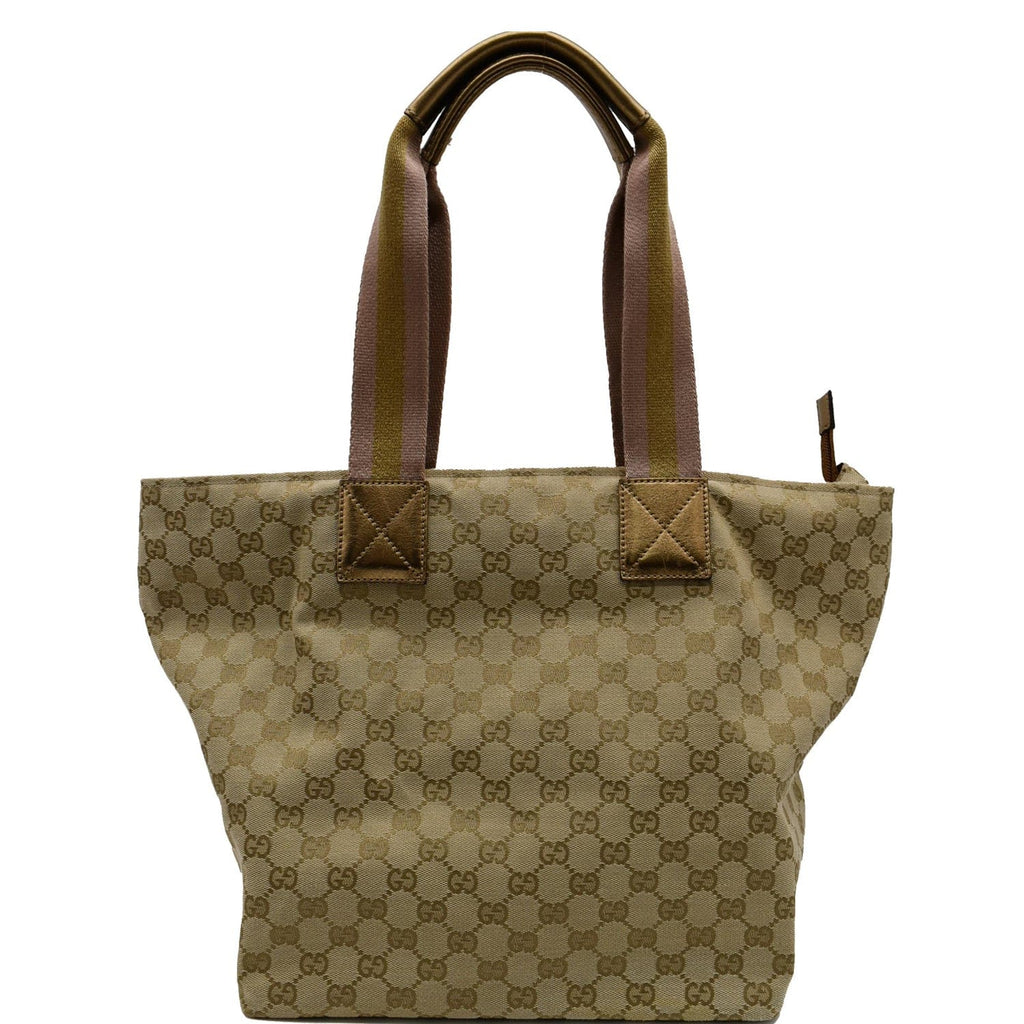 GUCCI Sherry GG Canvas Leather Tote Bag Beige 131231