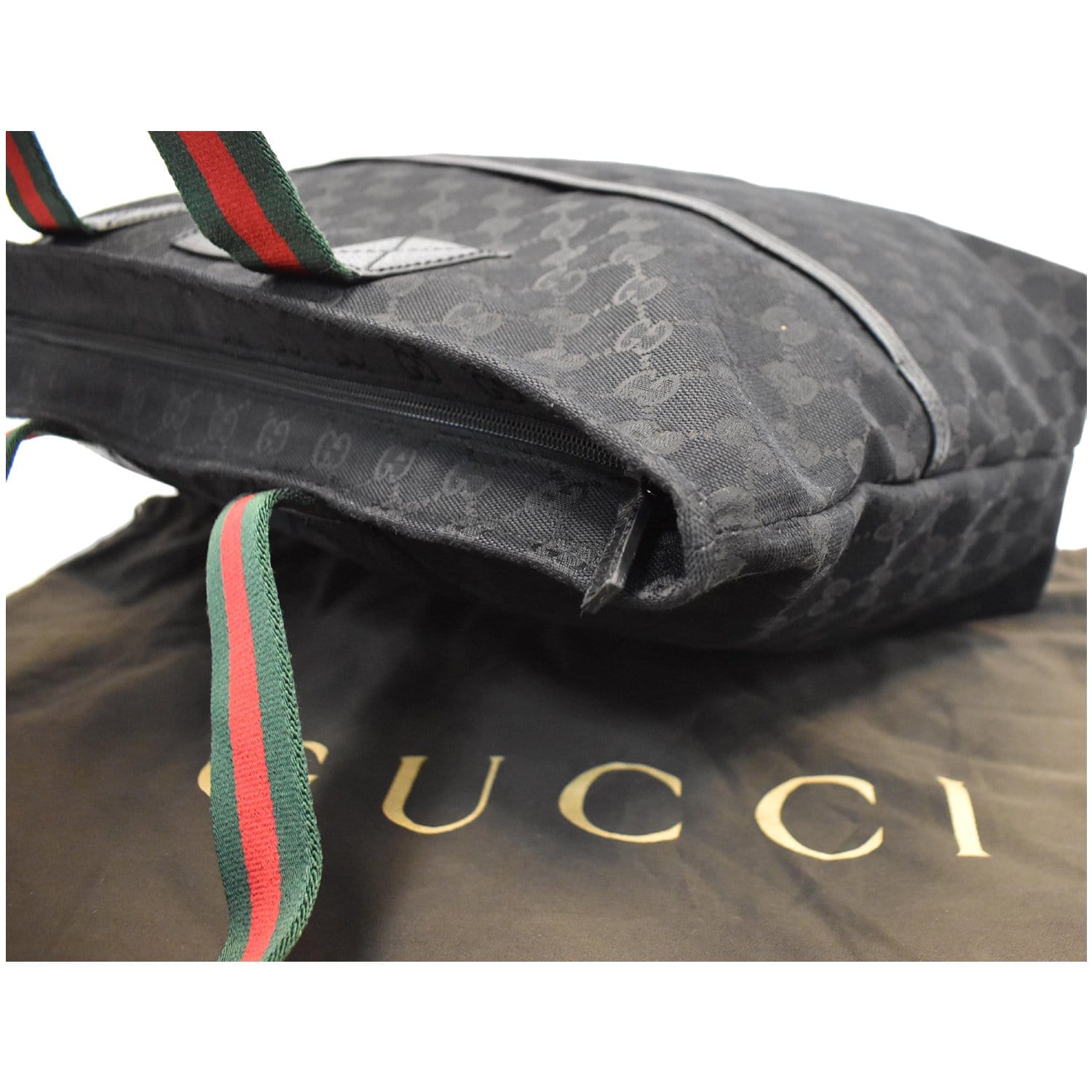 GUCCI GG Monogram Web Large Diaper Tote Bag Black