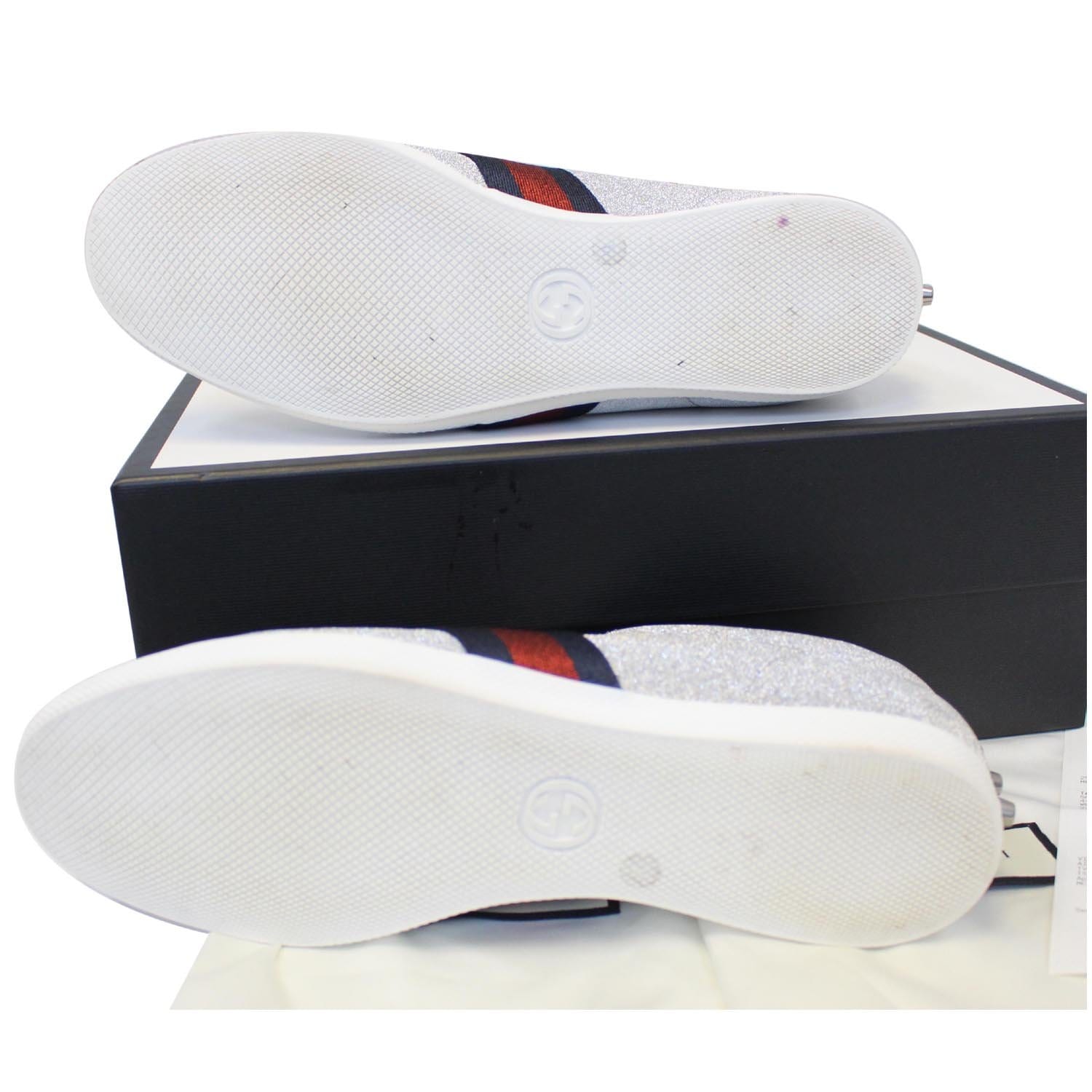 GUCCI Silver Glitter Web sneaker with Studs Size 11