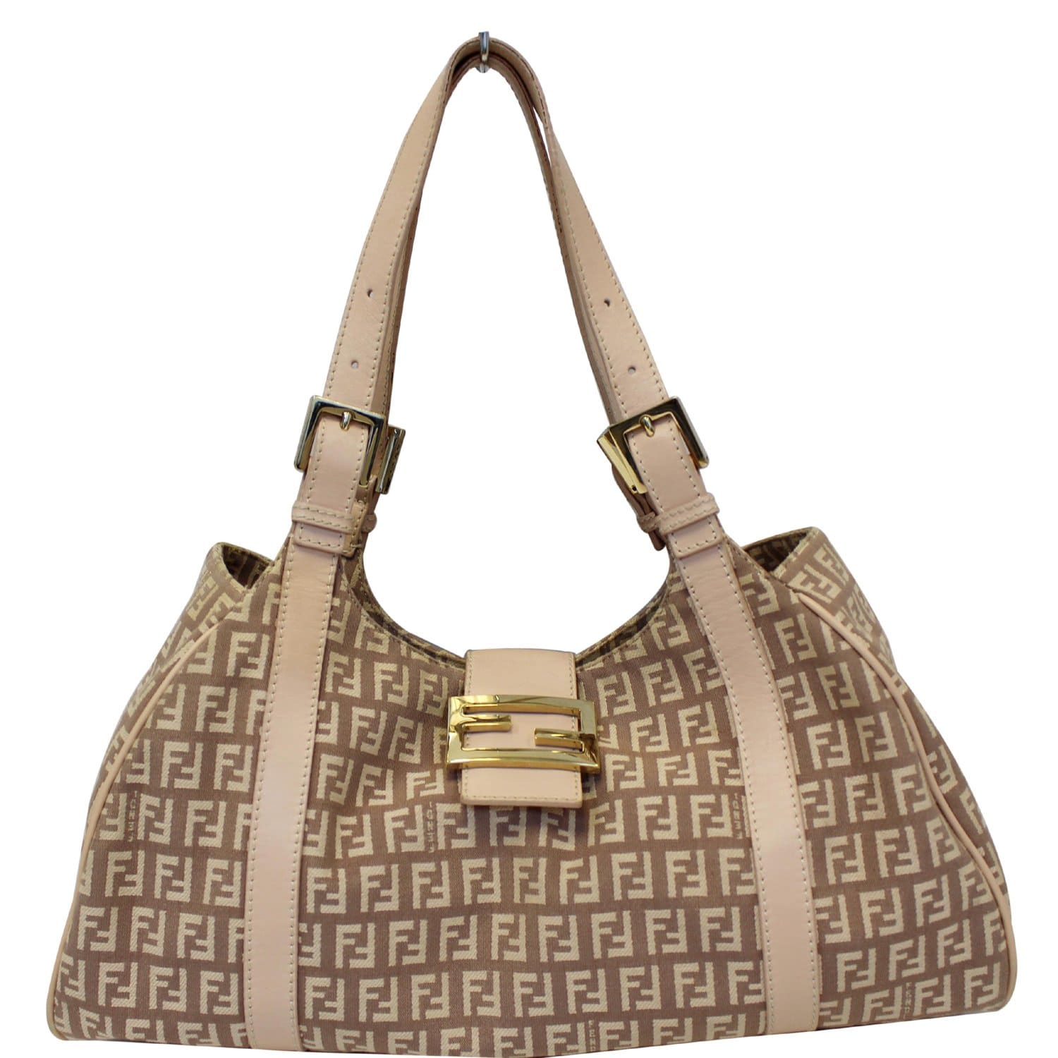 FENDI Zucchino Canvas Shoulder Bag Pink