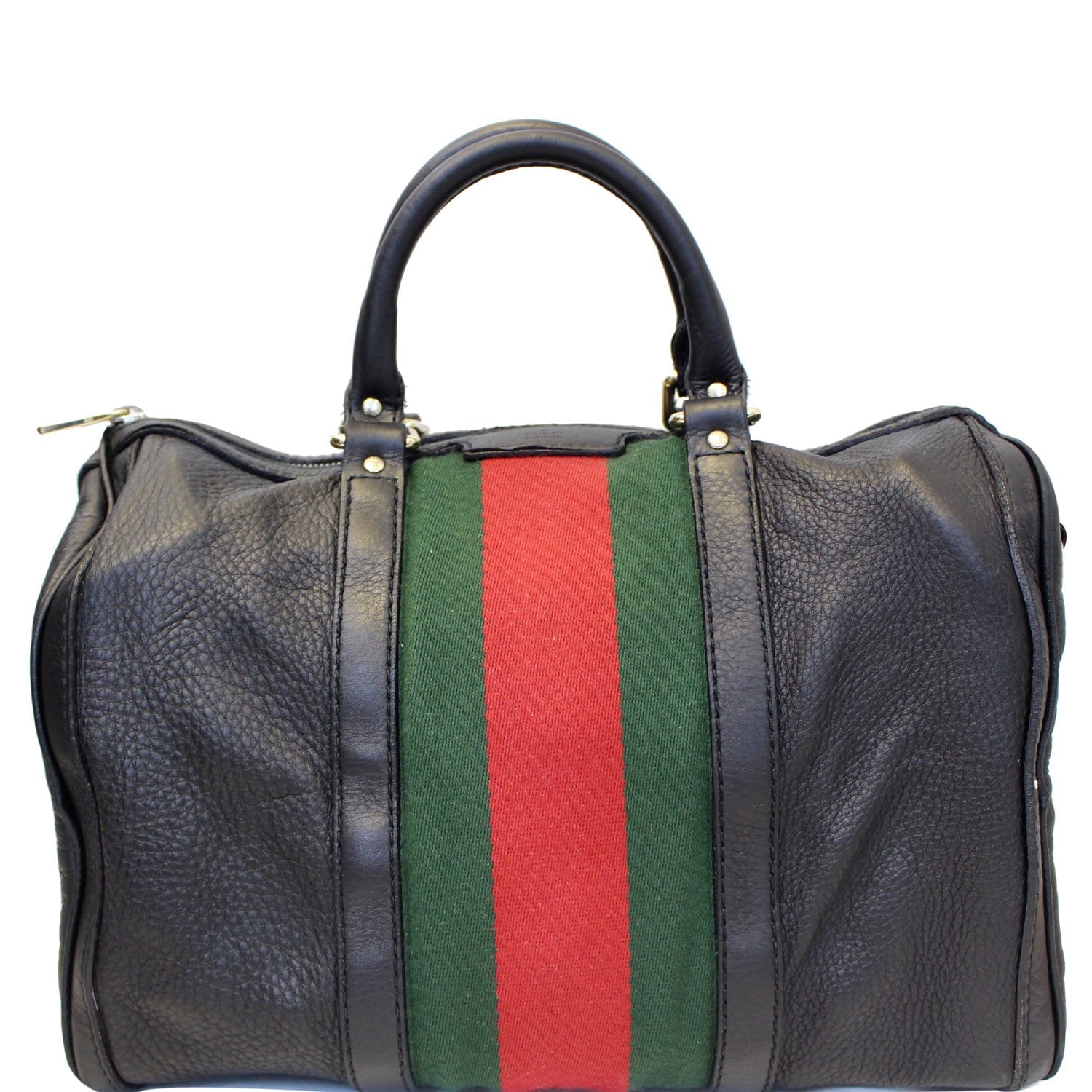 GUCCI Vintage Web Medium Boston Bag Black 247205