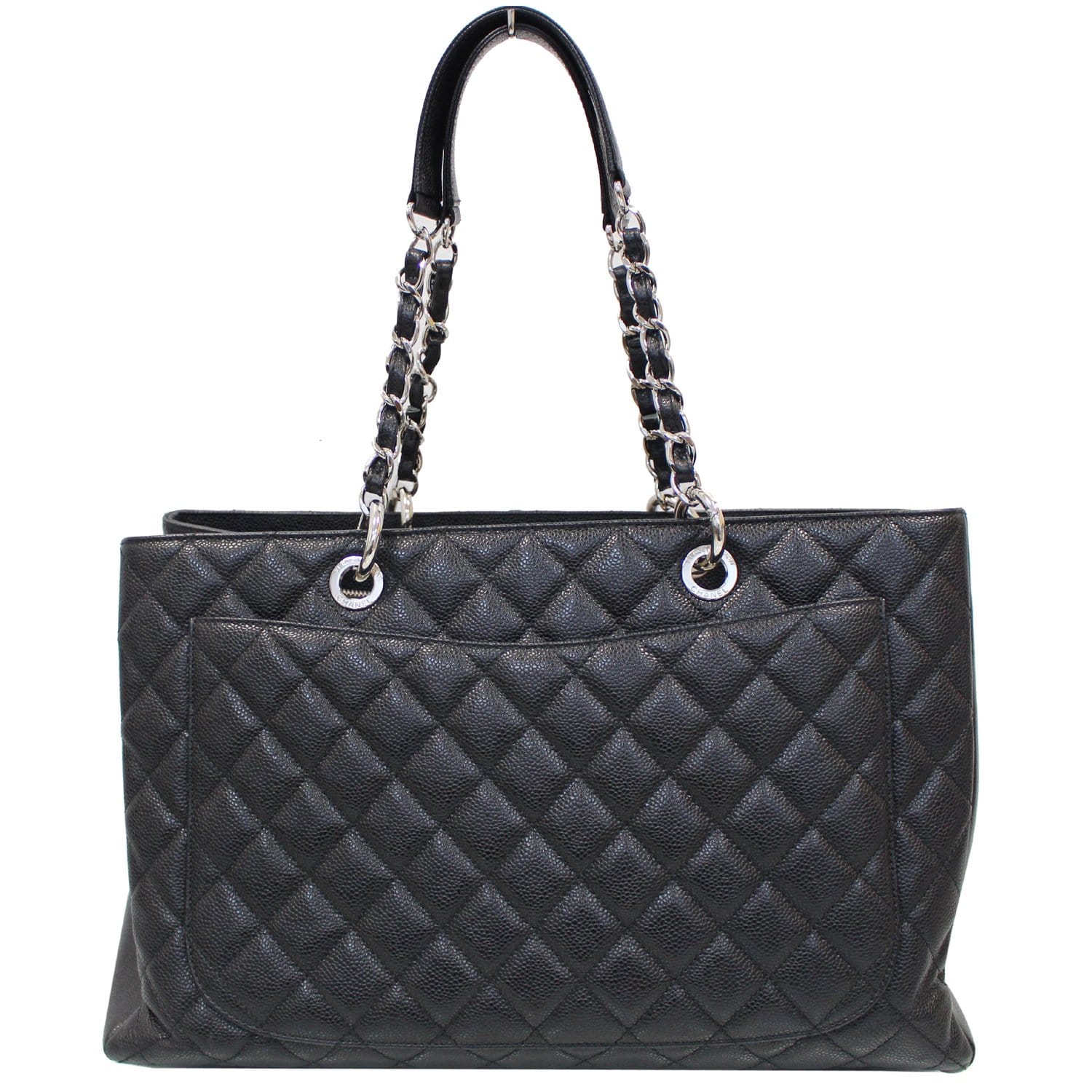 CHANEL XL Grand Caviar Leather Shopping Tote Bag Black