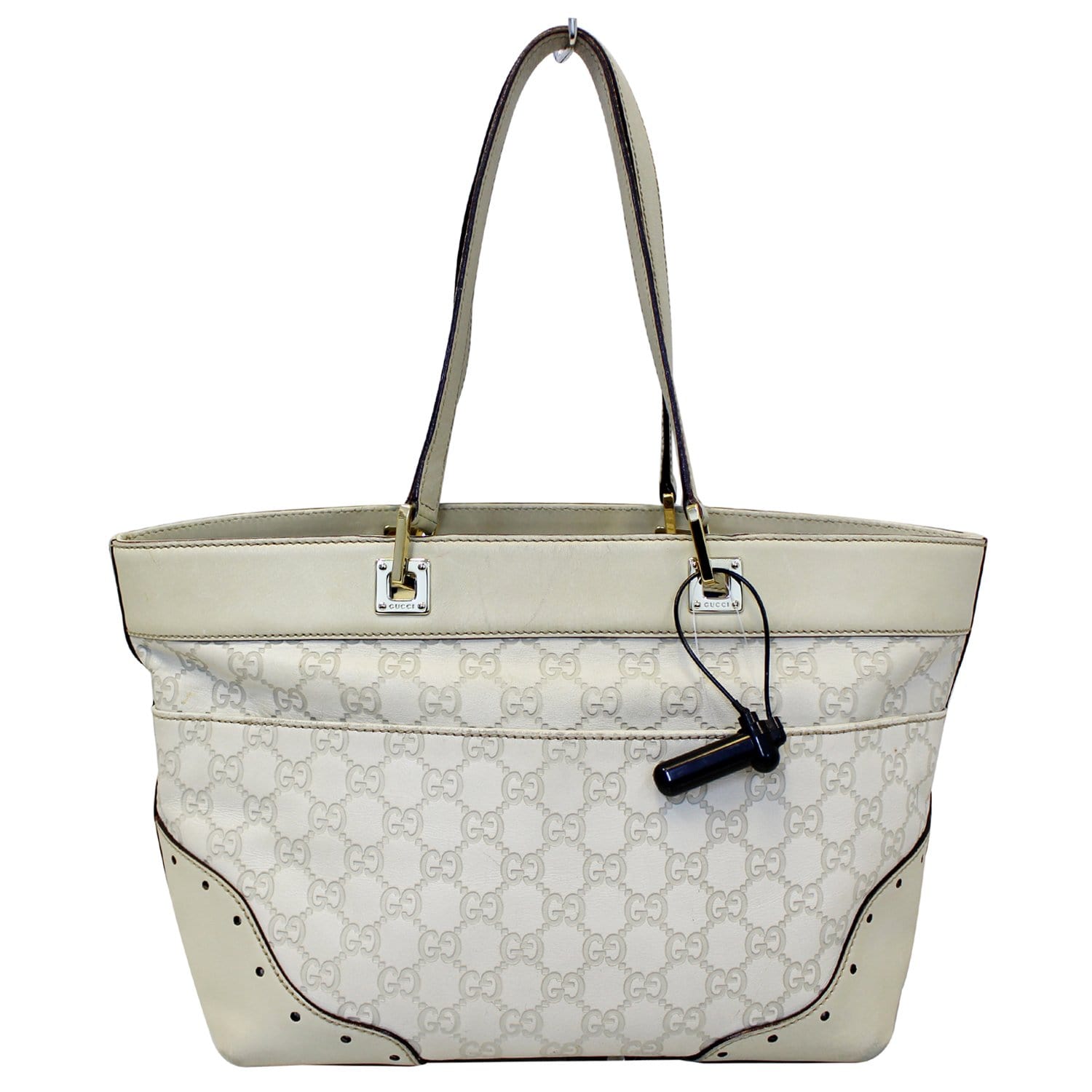 GUCCI Cream Guccissima Leather Gold-tone Tote Shoulder Bag 145993