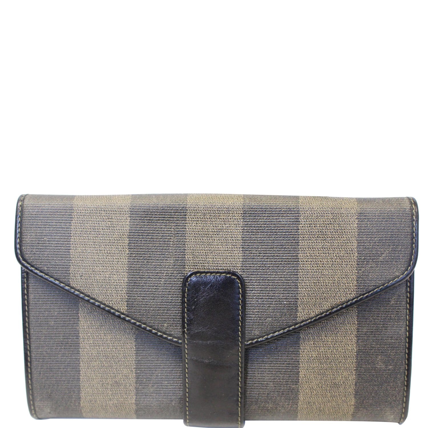 FENDI Vintage Pequin Stripe Wallet Brown