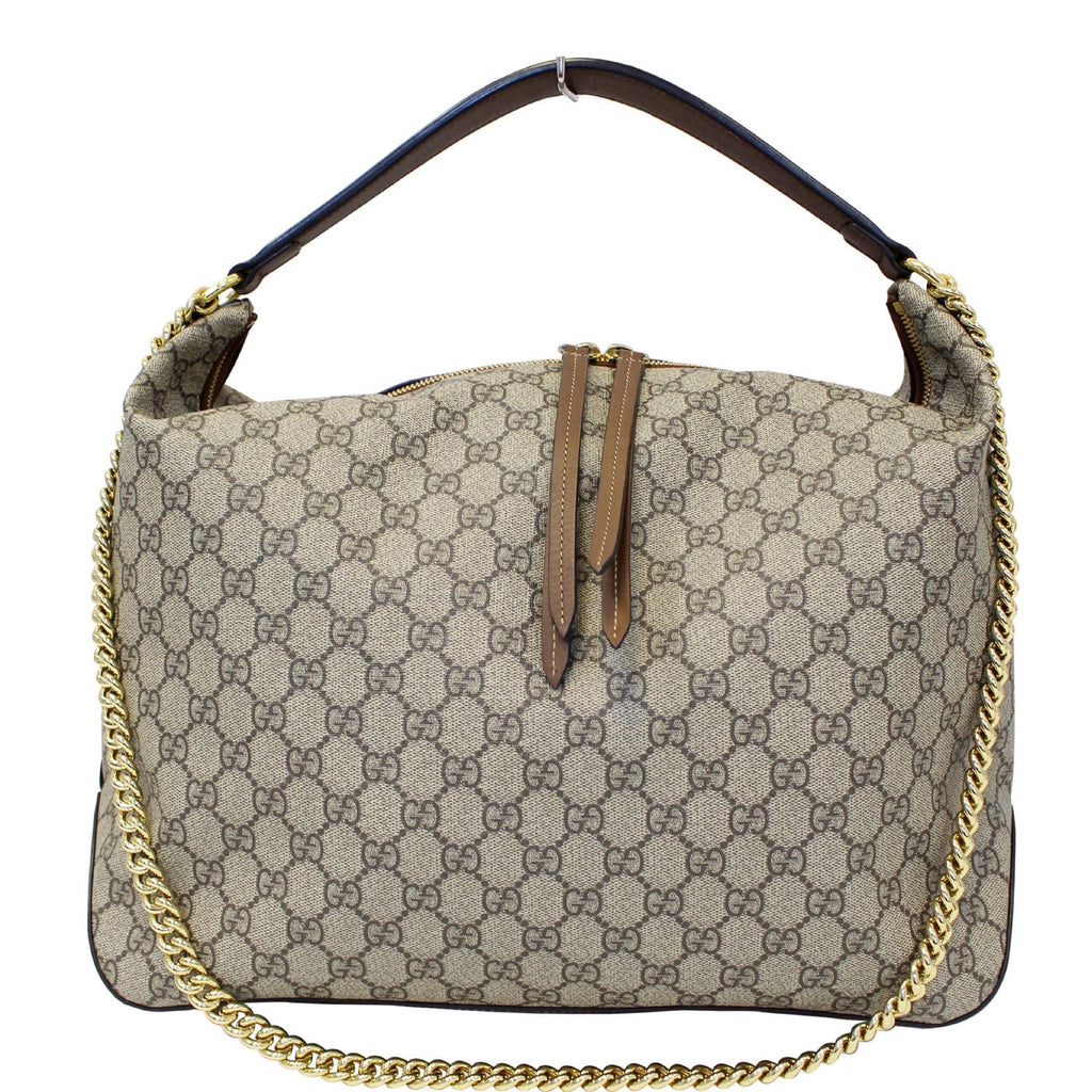 GUCCI GG Supreme Canvas Hobo Shoulder Bag Beige/Brown