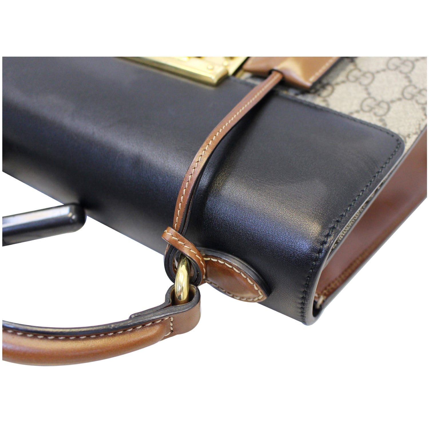 GUCCI Small Padlock GG Supreme Monogram Top Handle Crossbody Bag