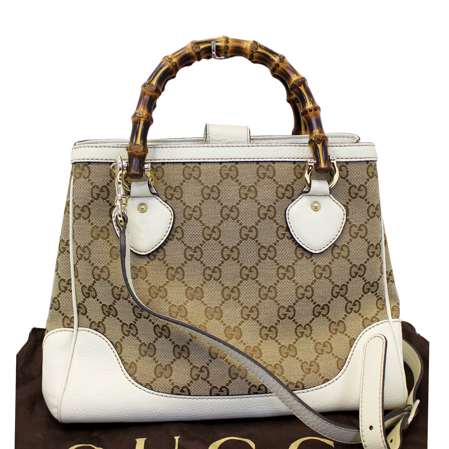 GUCCI Bamboo Diana GG Canvas 2Way Shoulder Handbag