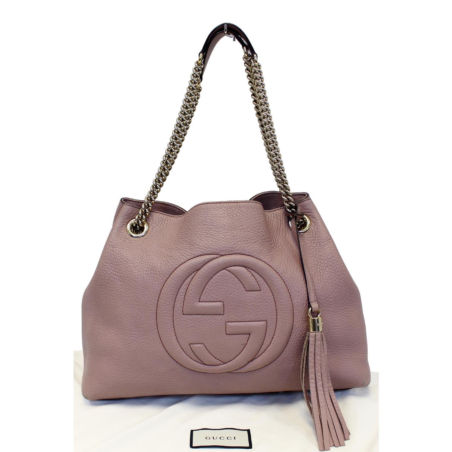 GUCCI Soho Pebbled Leather Chain Shoulder Bag