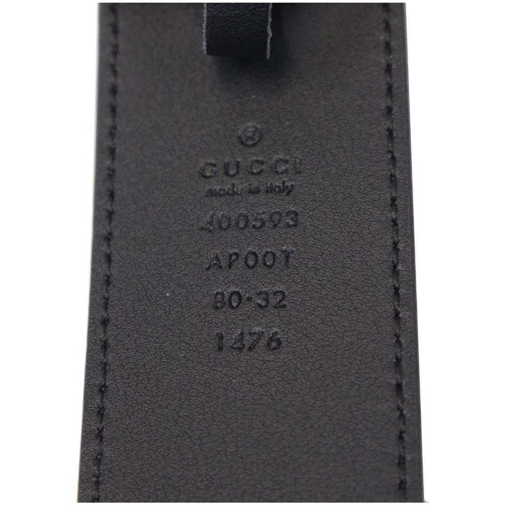 GUCCI Double G Buckle Black Leather Belt Size 39 Black