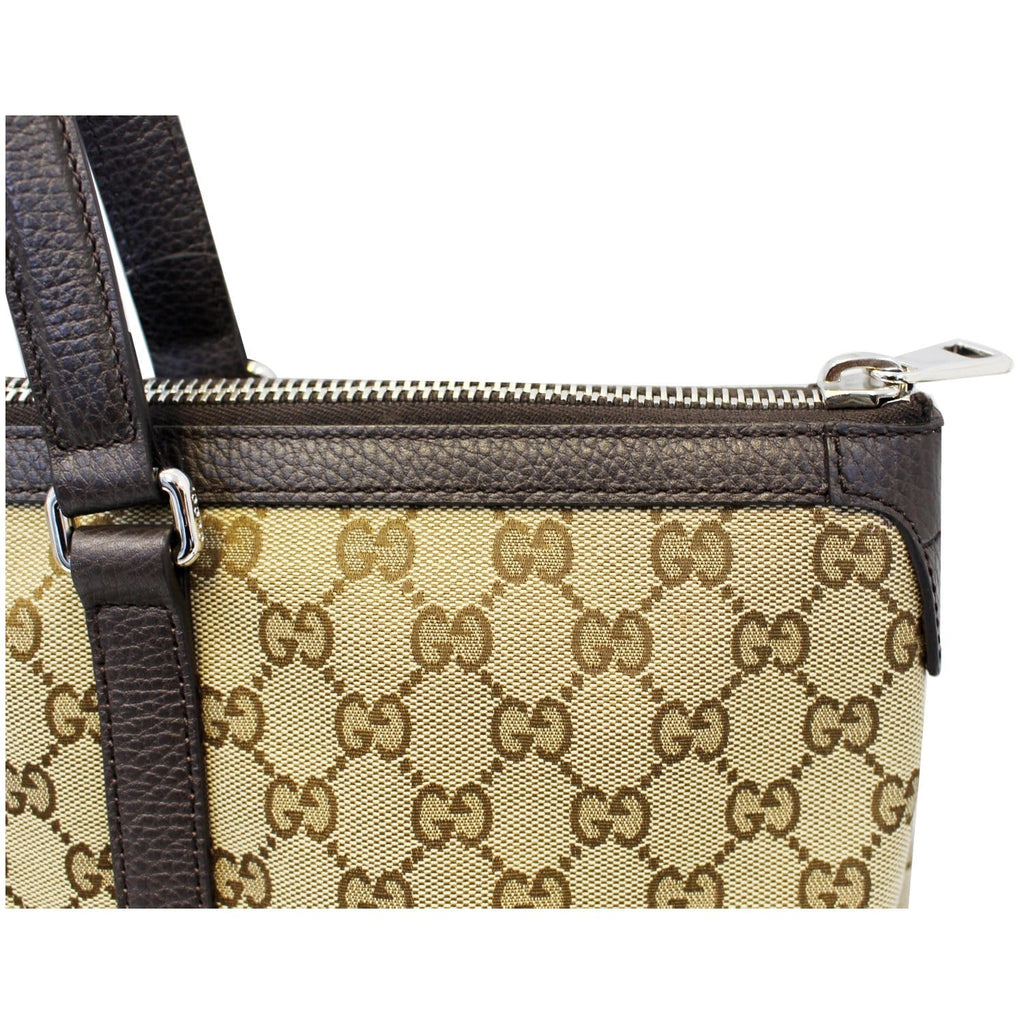 GUCCI GG Canvas Tote Travel Bag Beige