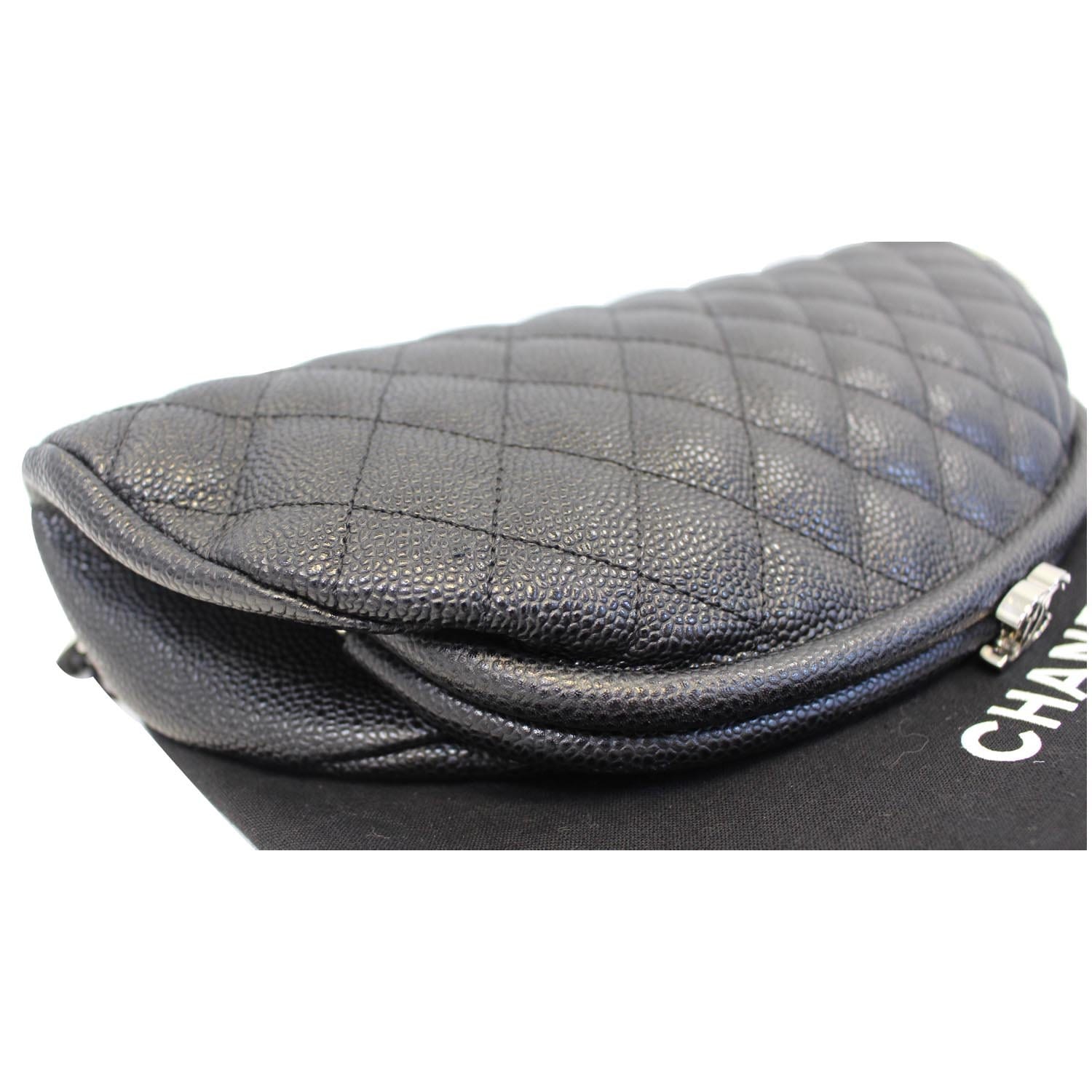CHANEL Timeless Caviar Quilted Leather Clutch Black