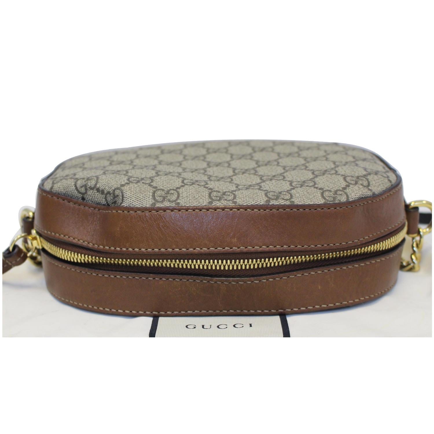 GUCCI GG Supreme Mini Chain Crossbody Bag Beige 409535
