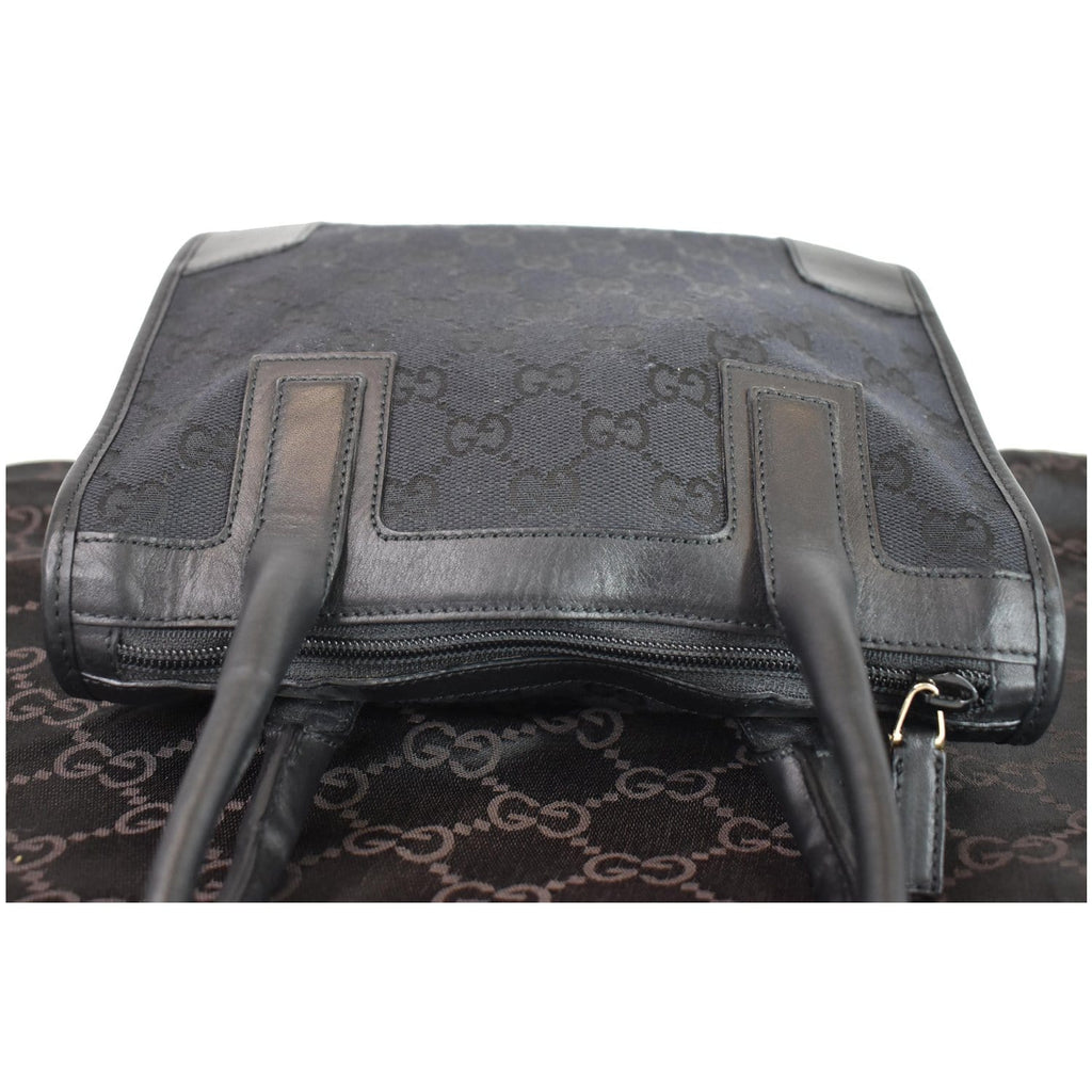 GUCCI Micro GG Top Handle Leather Tote Bag Black 000.0856