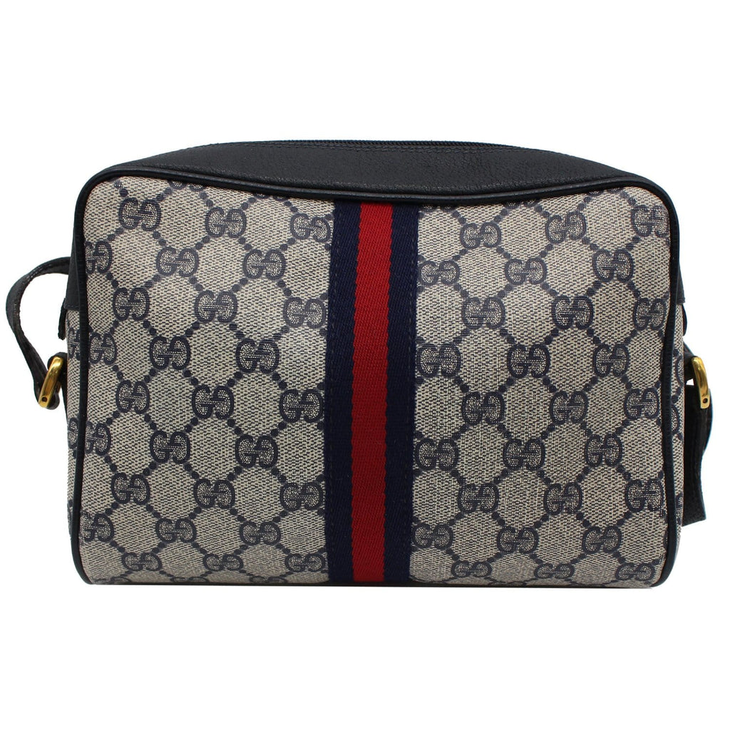 GUCCI Ophidia Vintage Supreme Canvas Shoulder Bag Black