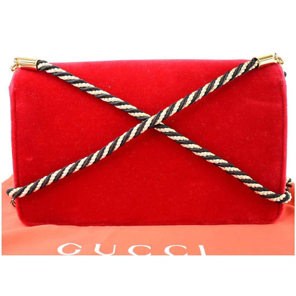 GUCCI Broadway Mini Velvet Crossbody Bag Red 544242 - Final Sale