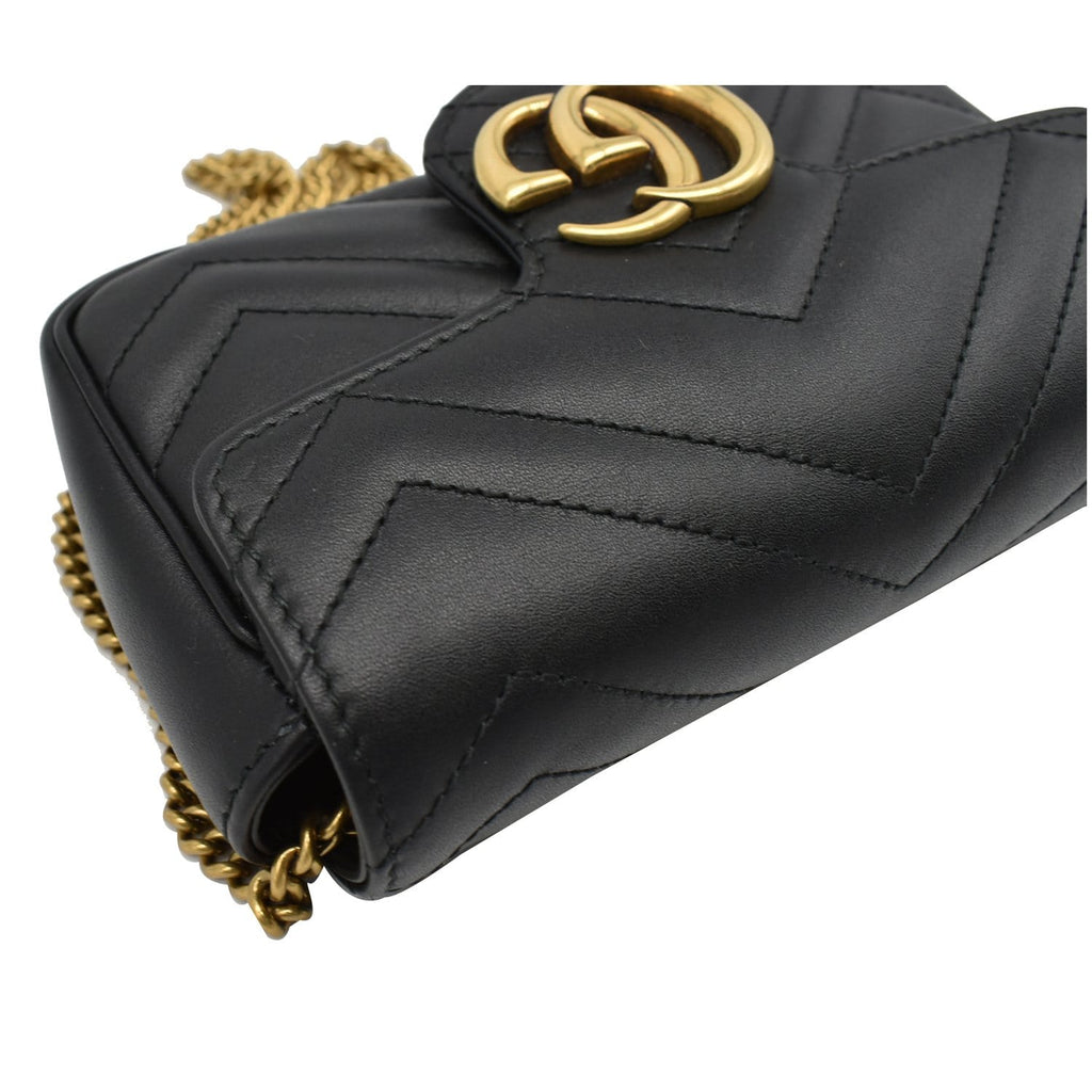 GUCCI GG Marmont Super Mini Leather Crossbody Bag Black 476433