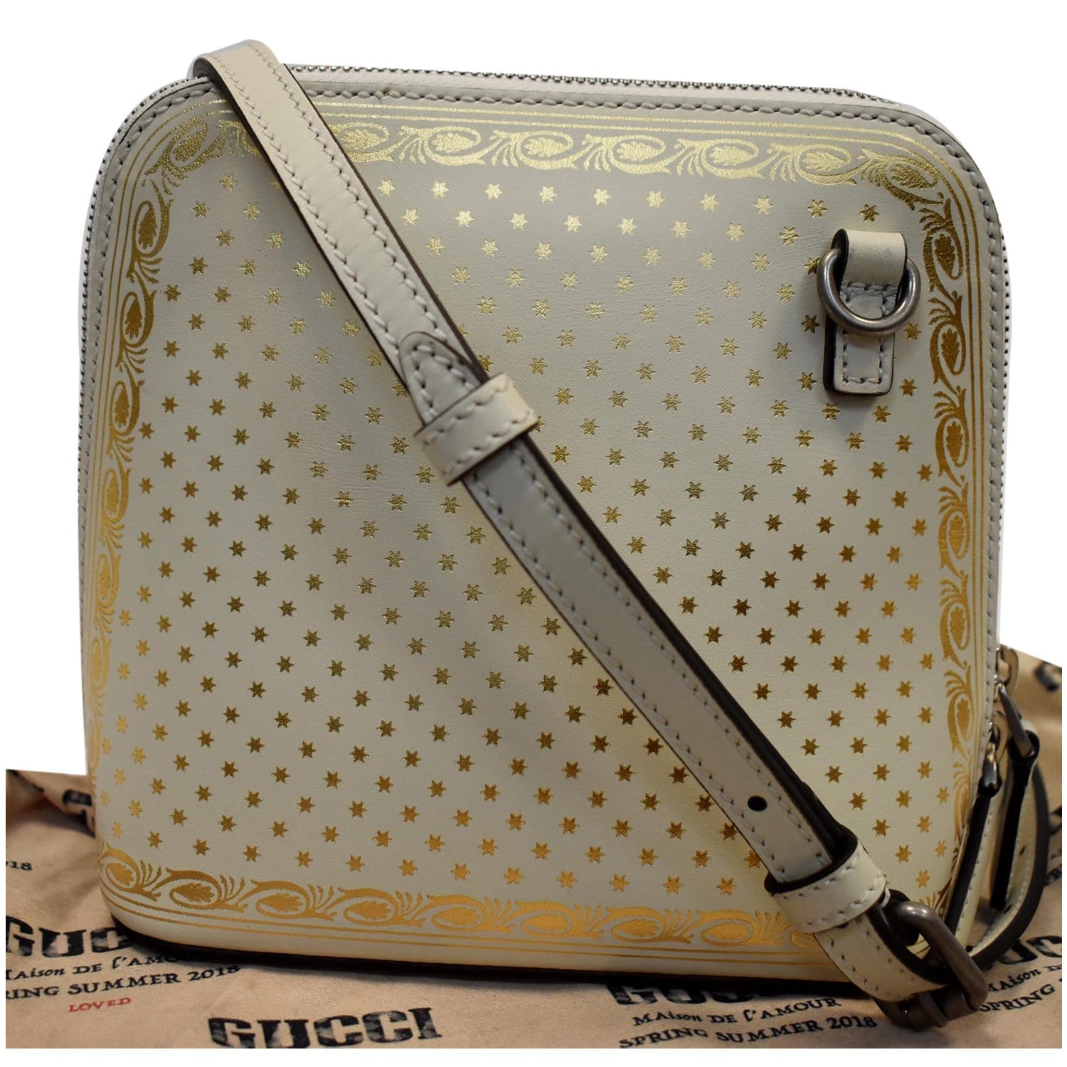 GUCCI Moon Steller Guccy Leather Crossbody Bag Ivory - Final Sale