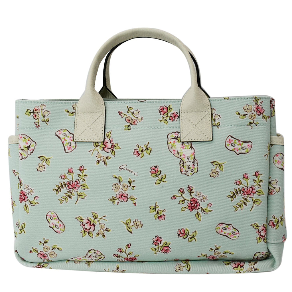 GUCCI Children's Floral Print Canvas Bag Light Blue 628159