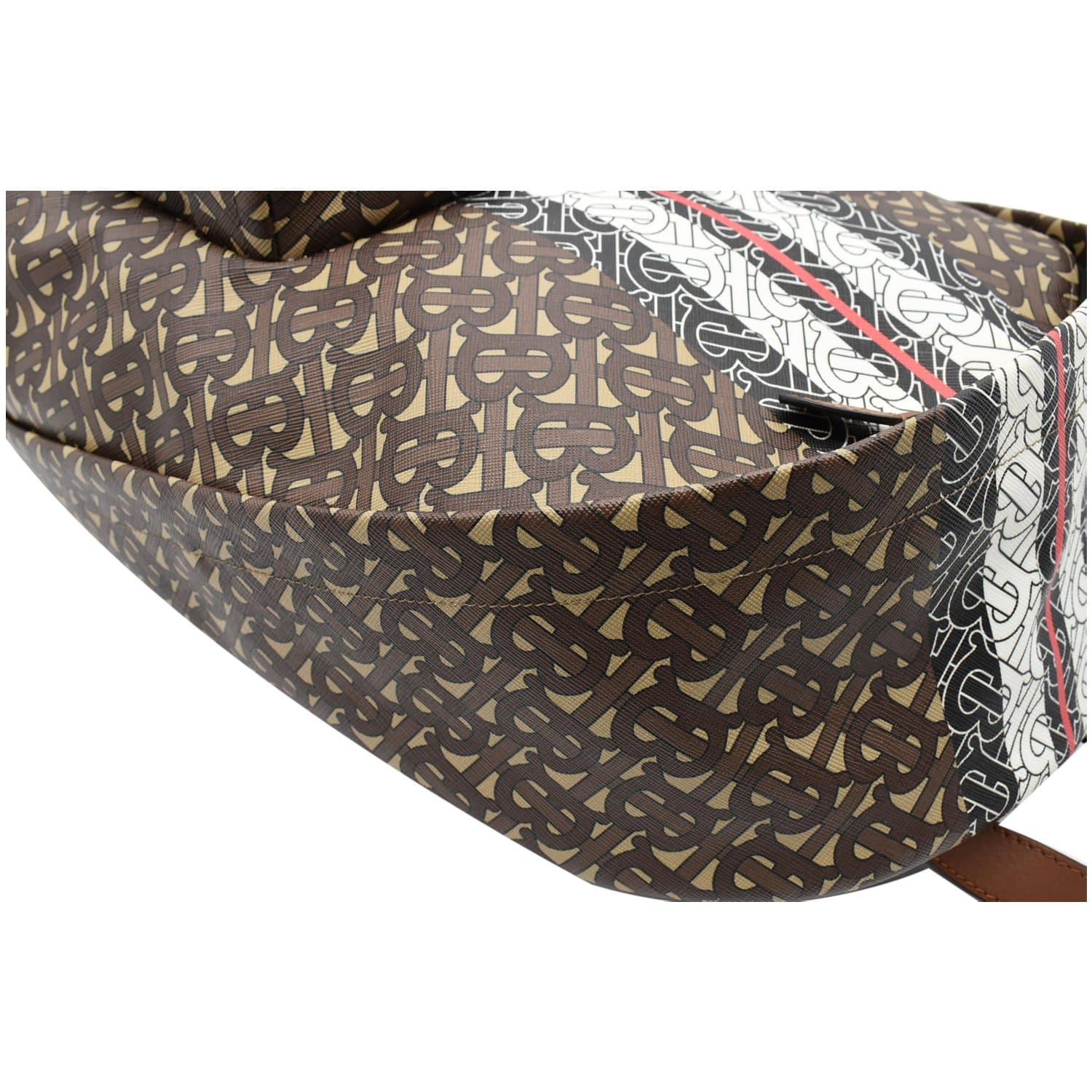 BURBERRY Bridle Stripe Monogram Print E-canvas Backpack Brown