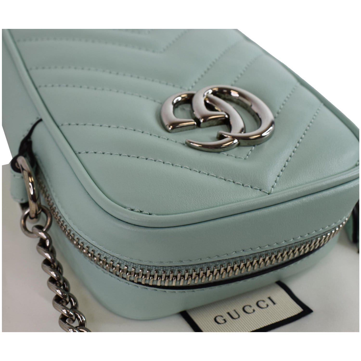 GUCCI GG Marmont Mini Matelasse Leather Corssbody Bag Mint 598597
