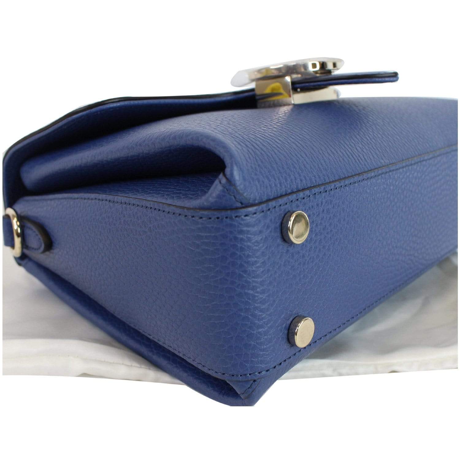 GUCCI GG Interlocking Leather Chain Shoulder Bag Blue 510302