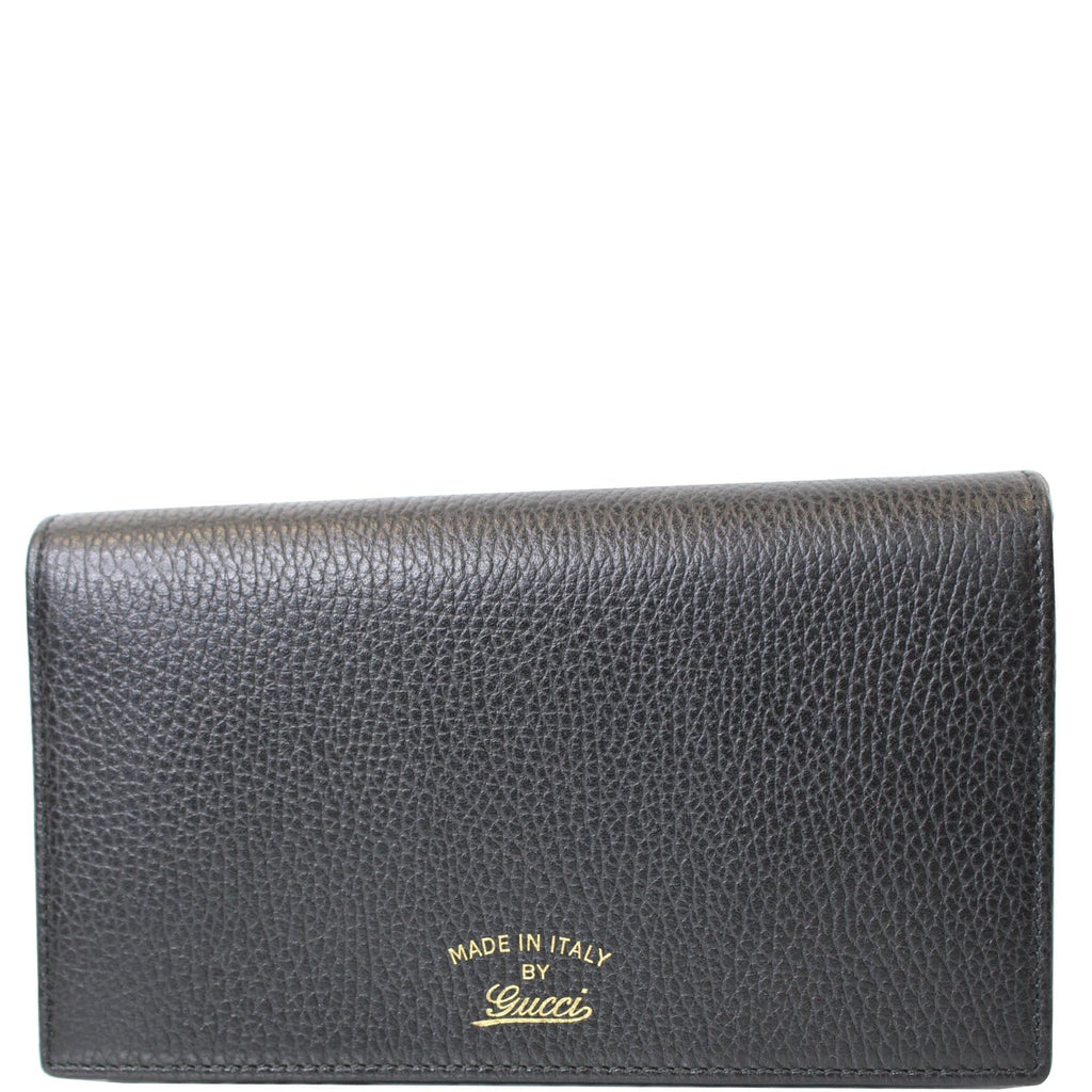 GUCCI Textured Leather Swing Crossbody Clutch Bag Black 368231