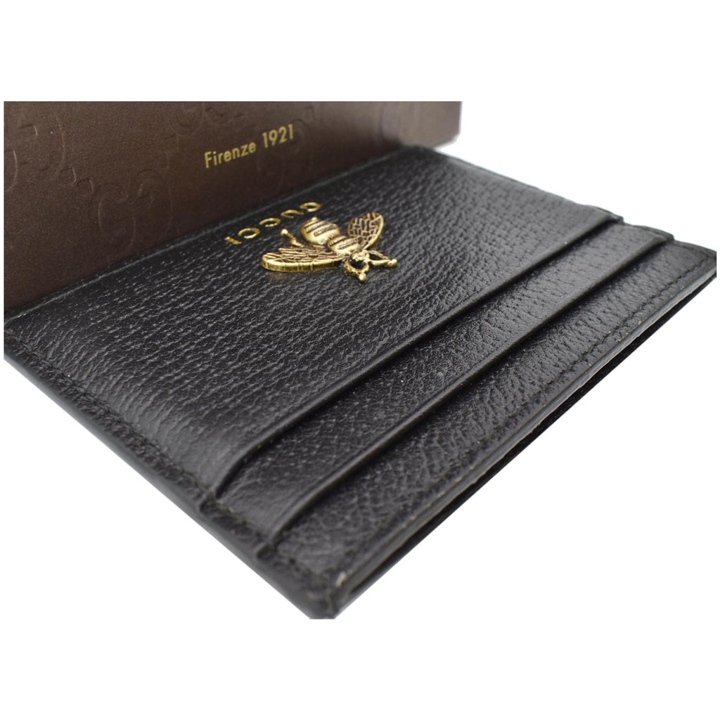GUCCI Animalier Bee Leather  Case Black 523685