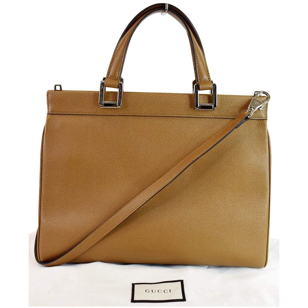 GUCCI Medium Zumi Grainy Leather Top Handle Bag Taupe 564714