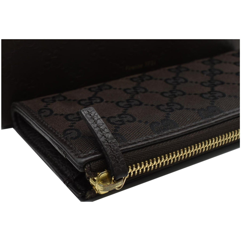 GUCCI GG Canvas Zip Around Wallet Brown 268917