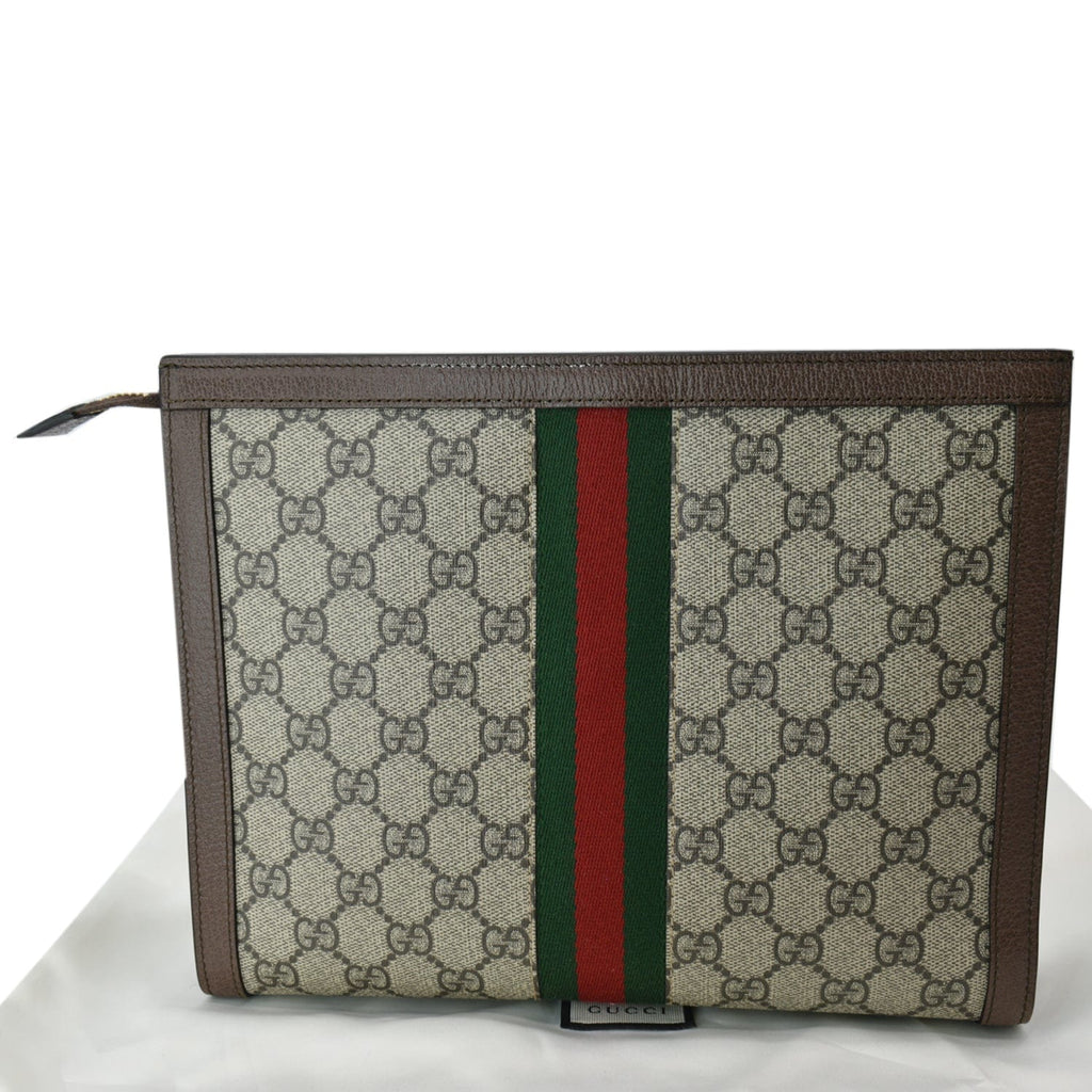 GUCCI Ophidia GG Supreme Canvas Zip Pouch Beige 625549