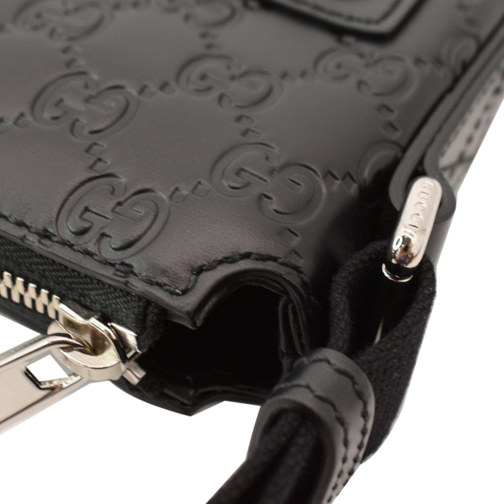 GUCCI GG Signature Leather Black Messenger Bag 406410