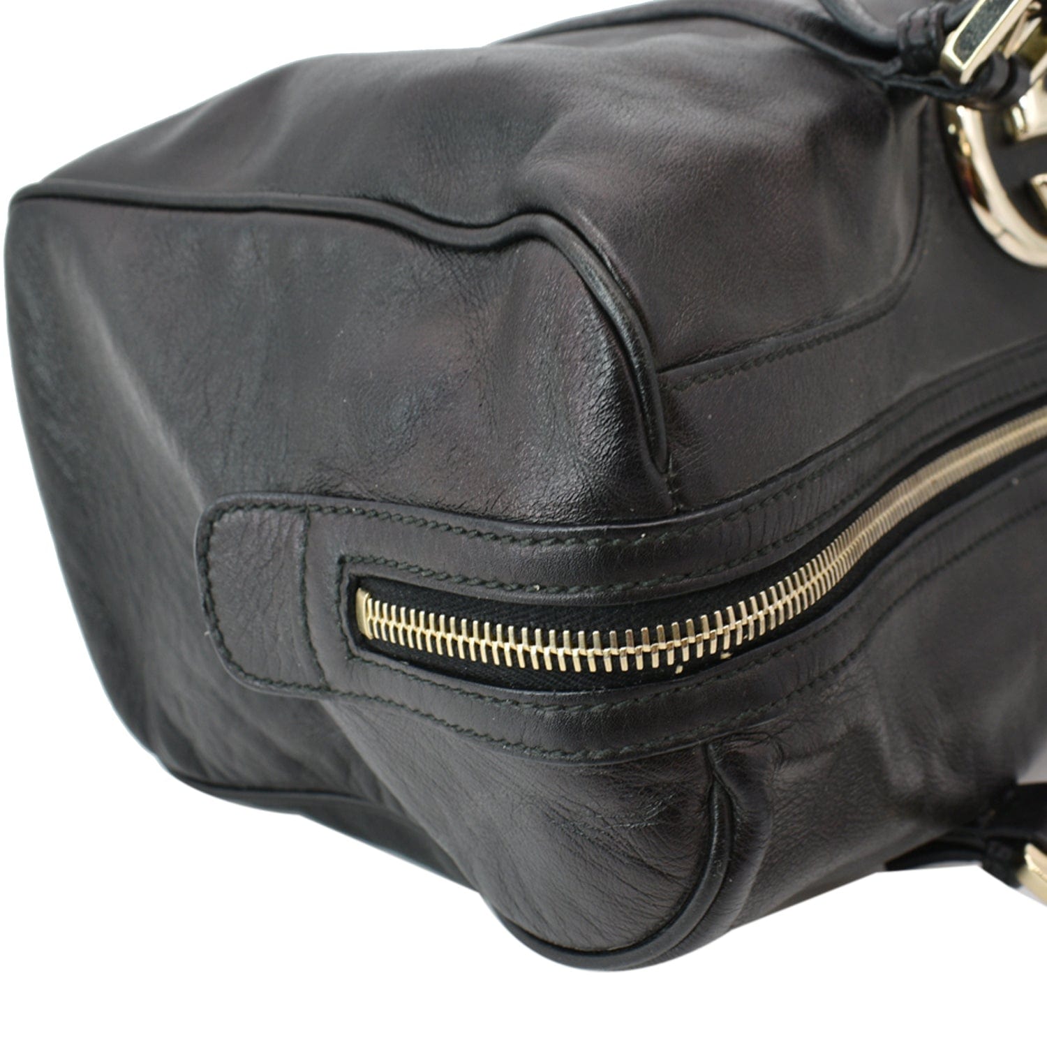 GUCCI Britt Leather Satchel Bag Black 170010