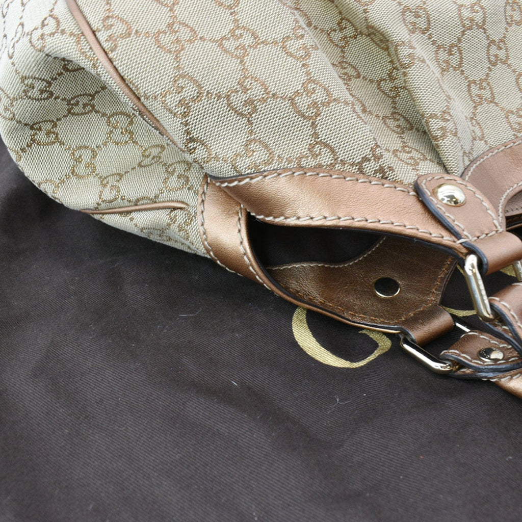 GUCCI Sukey Medium GG Canvas Tote Bag Beige 211944