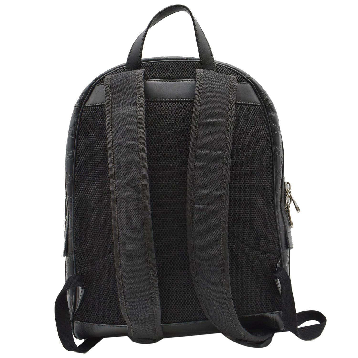 GUCCI GG Signature Leather Backpack Bag Black 406370