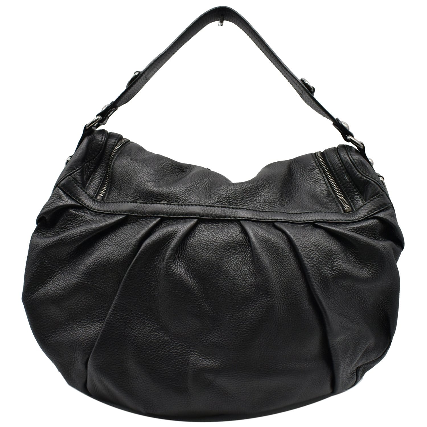GUCCI Icon Bit Medium Pebbled Leather Shoulder Bag Black 228584