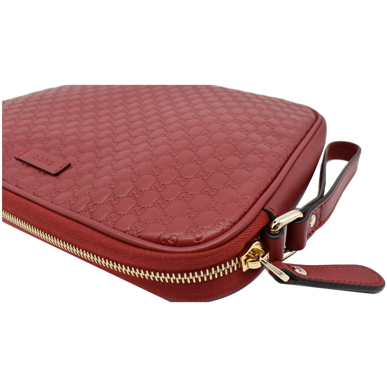GUCCI Microguccissima Leather Clutch Bag Red 607726