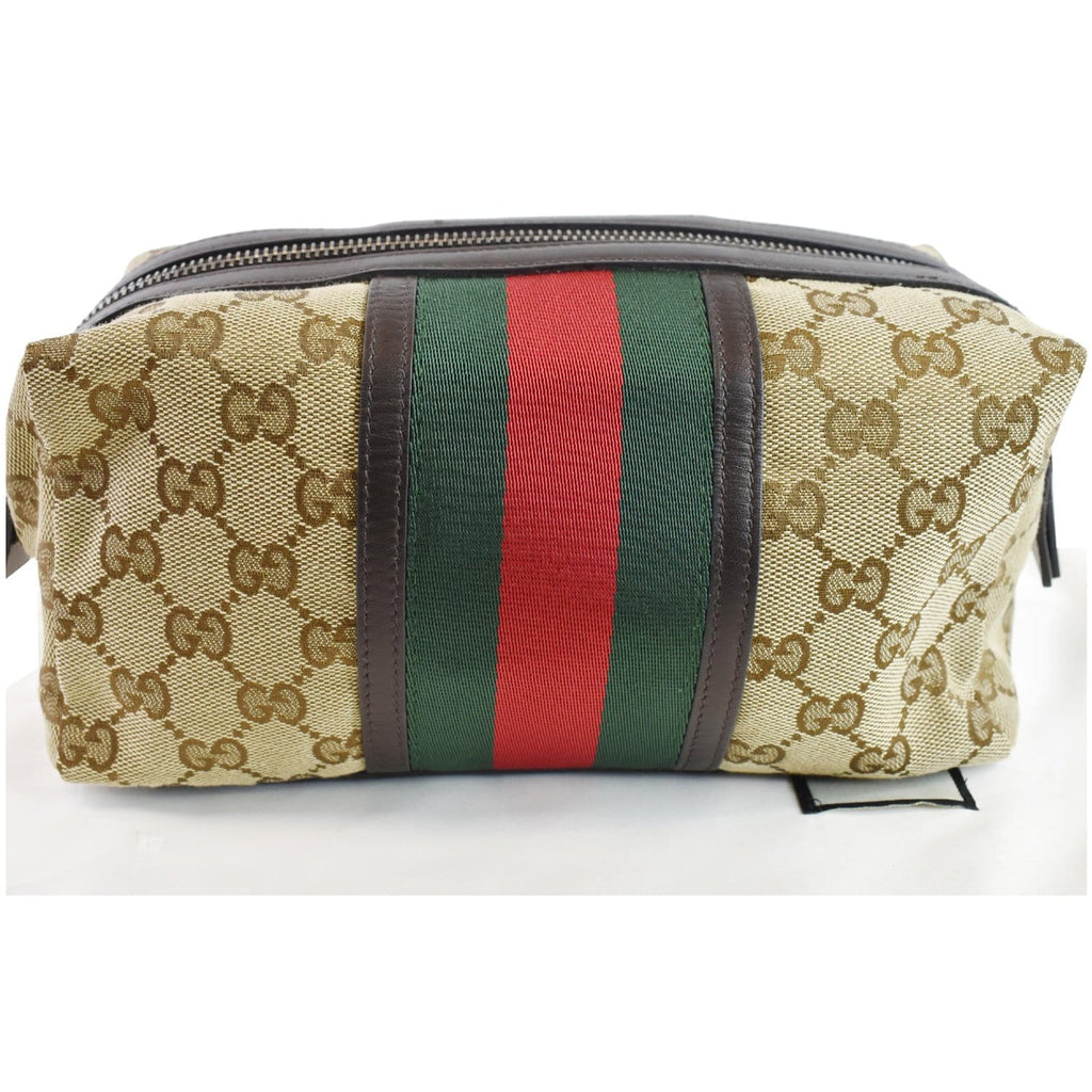 GUCCI GG Monogram Web Small Cosmetic Case Beige 256637