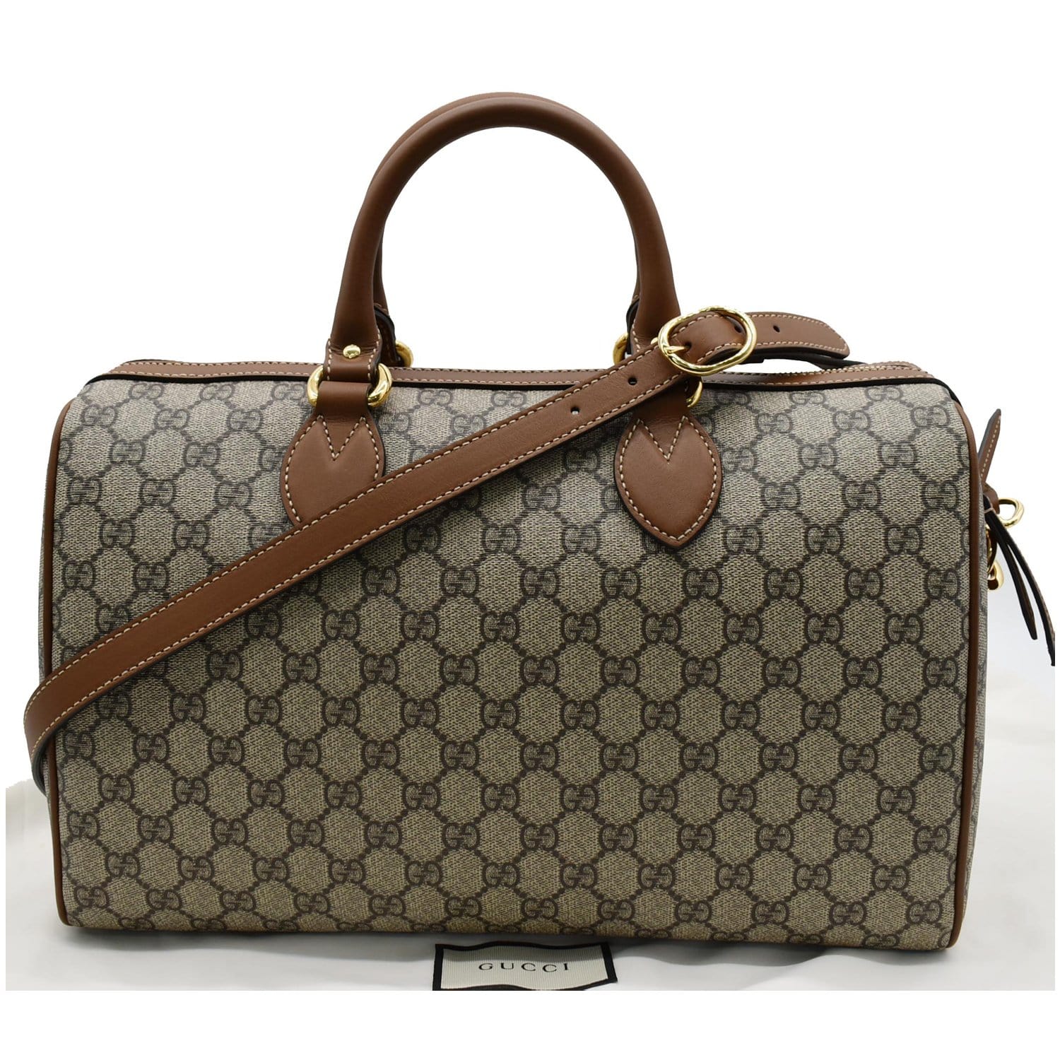 GUCCI Blind for Love Embroidered GG Supreme Canvas Boston Bag Maple Brown 409527