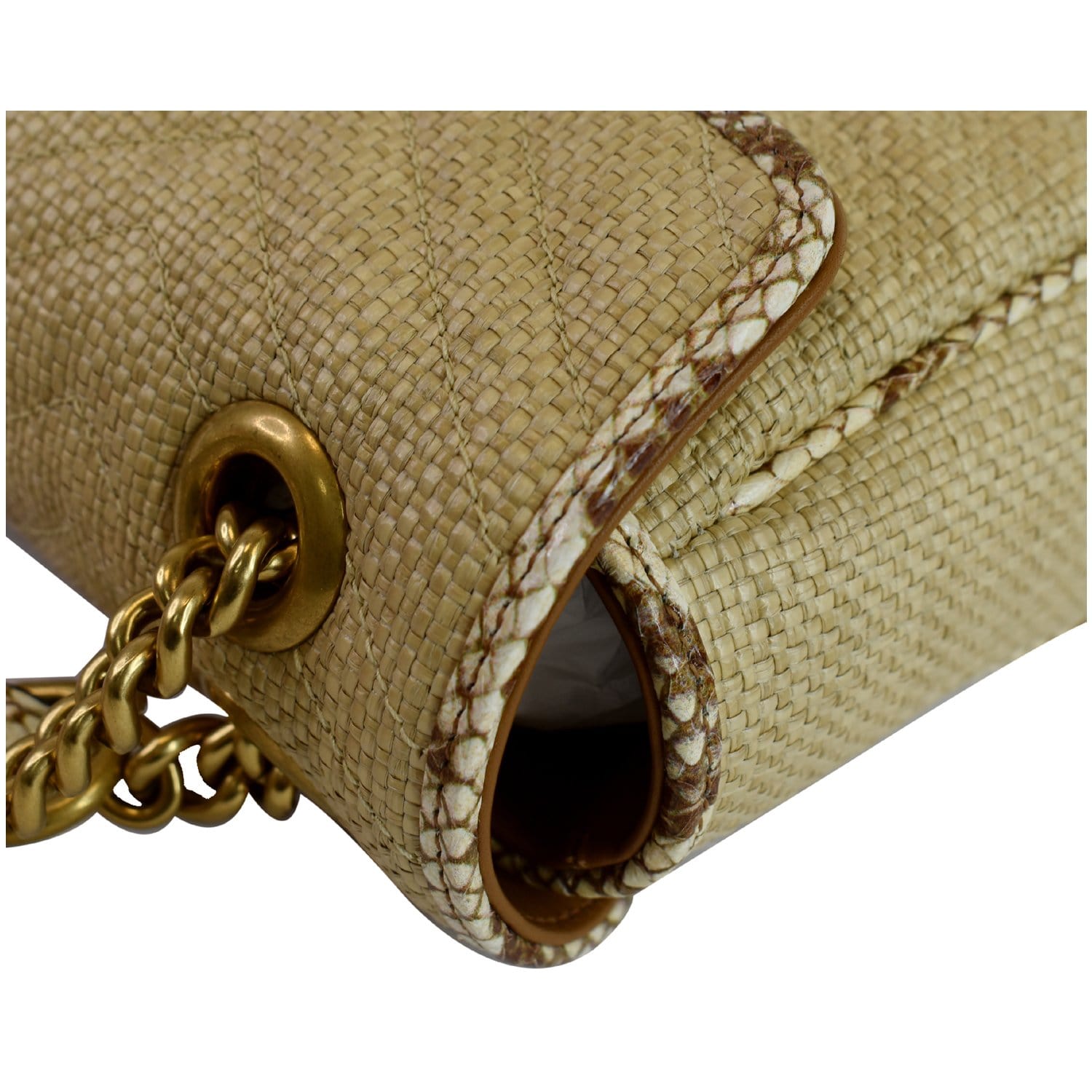 GUCCI GG Marmont Raffia Small Shoulder Bag Beige 443497 - 20% OFF