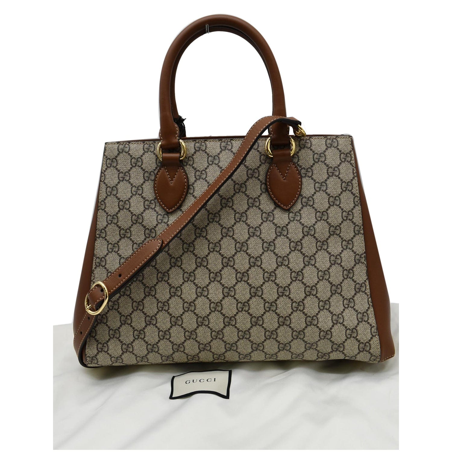 GUCCI Blind for Love GG Supreme Canvas Top Handle Crossbody Bag Maple Brown 453704