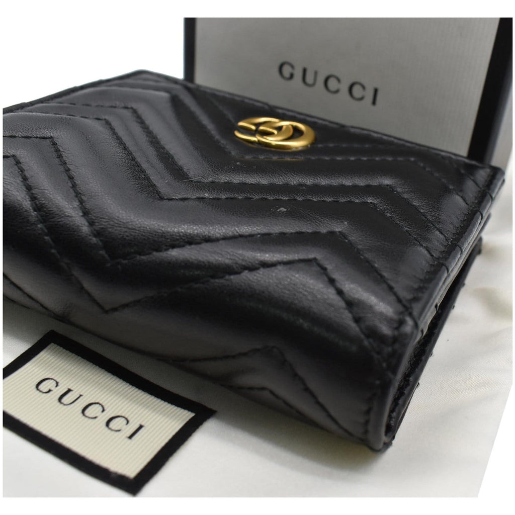 Gucci Marmont GG Matelasse Leather  Case Wallet Black 466492