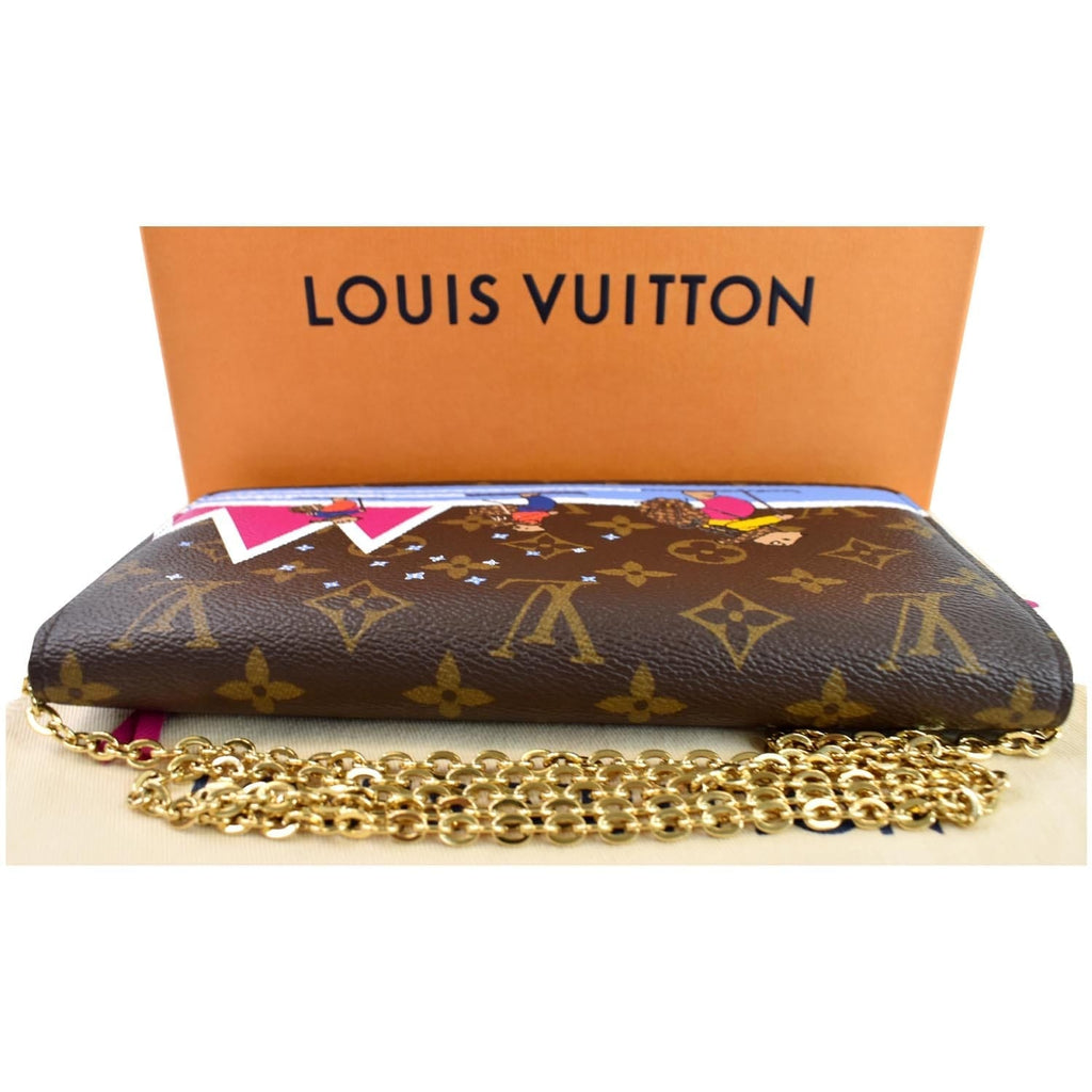 LOUIS VUITTON Weekend Pochette Monogram Canvas Shoulder Clutch Brown