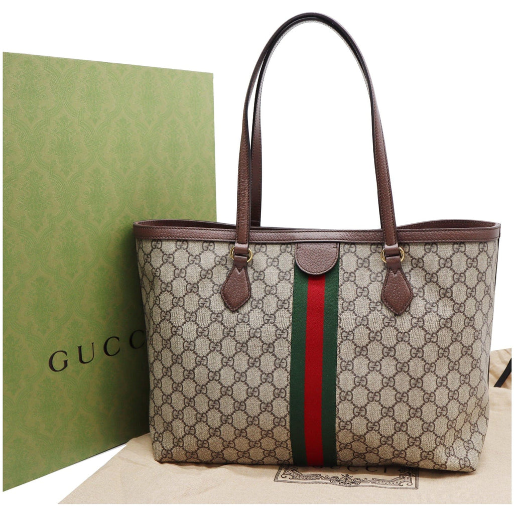 GUCCI Ophidia Medium GG Supreme Canvas Tote Bag Beige