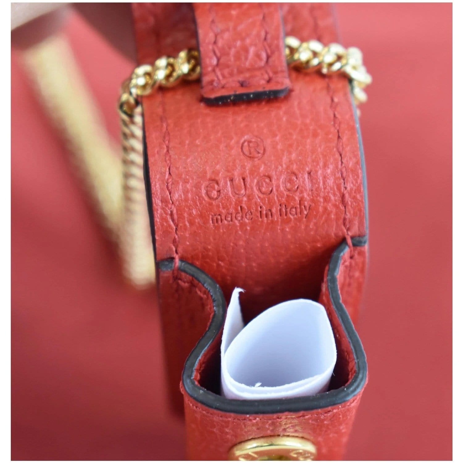 GUCCI Porte Rouges Leather single Lipstick Holder Red 615998