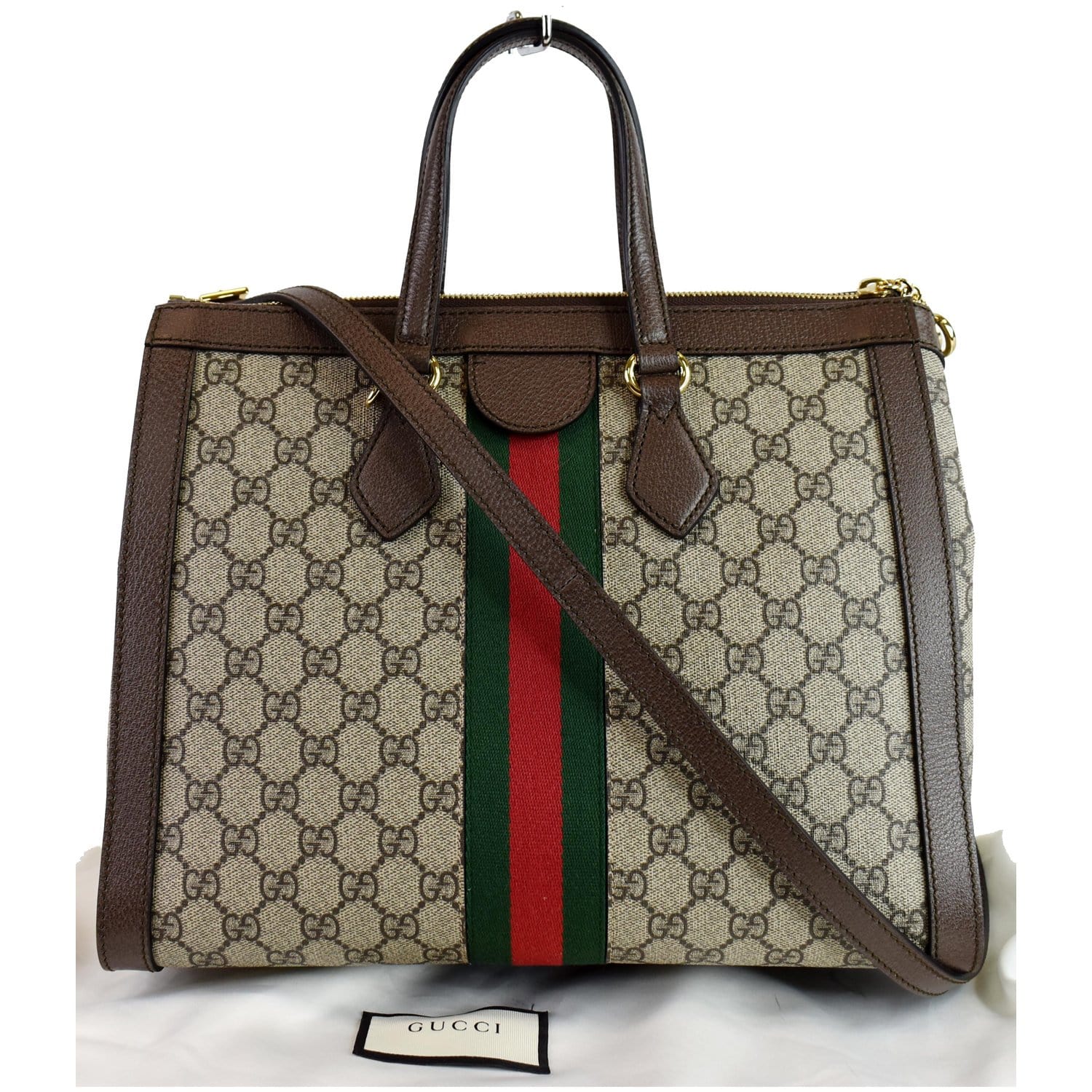 GUCCI Ophidia Medium GG Supreme Tote Shoulder Bag Beige 524537