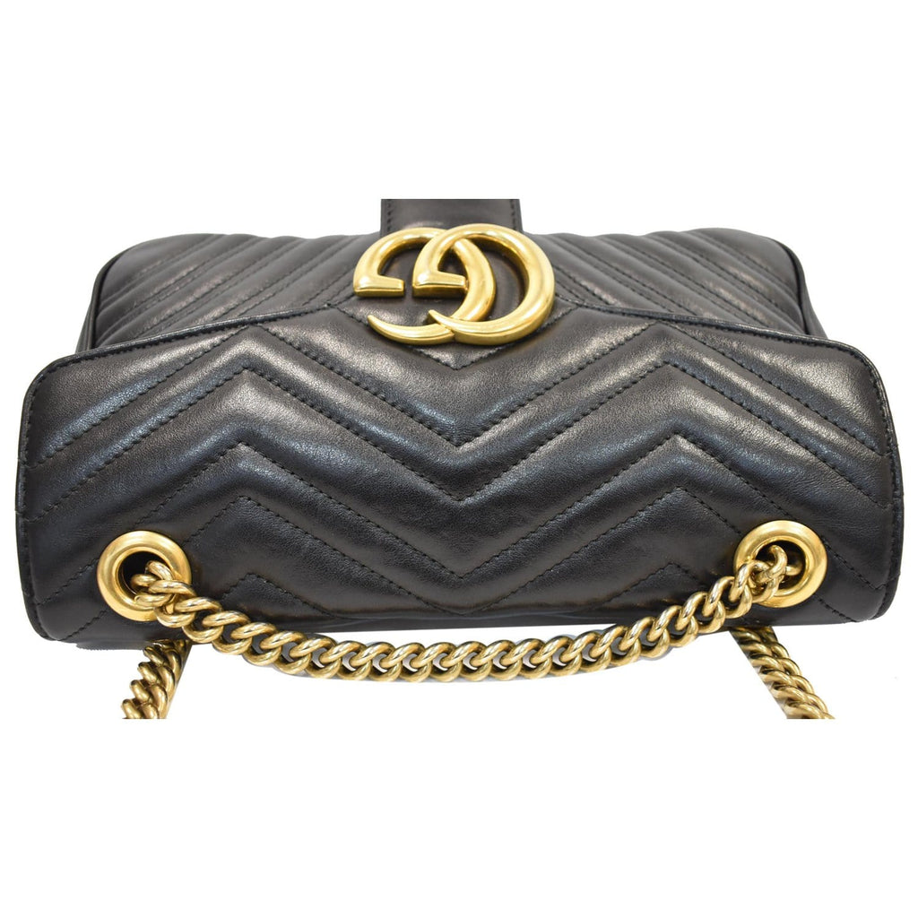 GUCCI GG Marmont Small Matelasse Leather Crossbody Bag Black 443497