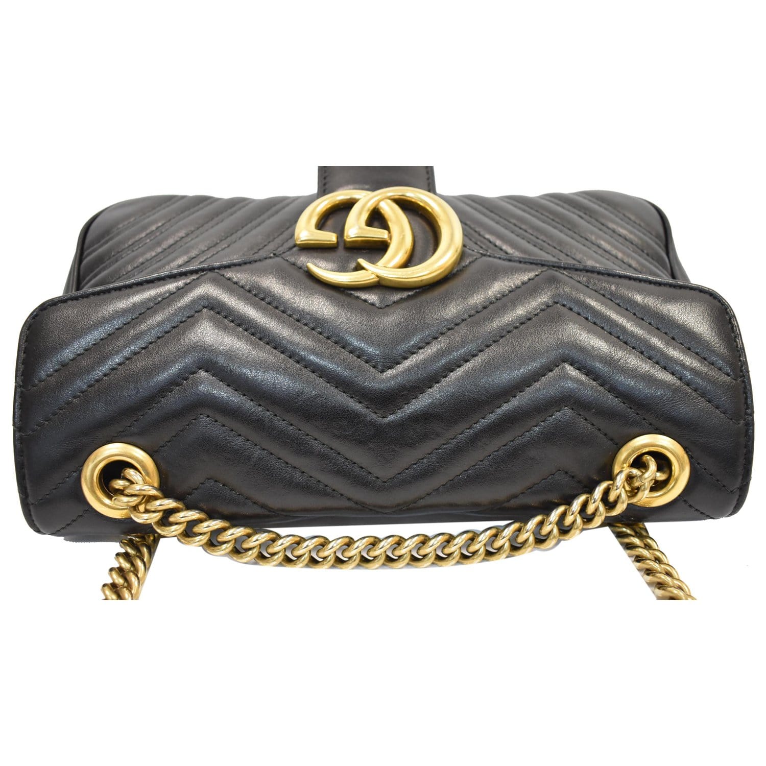 GUCCI GG Marmont Small Matelasse Leather Crossbody Bag Black 443497