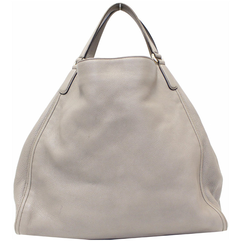 GUCCI Soho Leather Large Tote Shoulder Bag Taupe