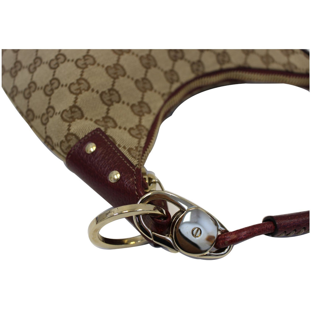 GUCCI GG Canvas Classic Ring Tote Shoulder Bag Beige